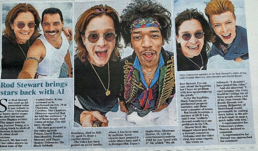 Rod Stewart Brings Stars Back with AI-The Times-7 August 2025 The Legal Effects of AI created Deepfake